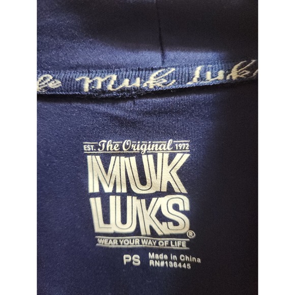 MUK LUKS long sleeve blue open front cardigan size PS pockets - Picture 2 of 5